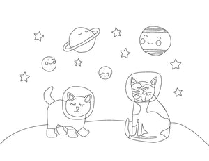 Space Cats Coloring Pages