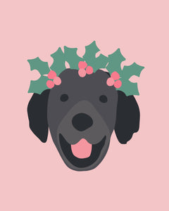 Christmas Holiday Puppy Dogs Pink Wall Art Posters