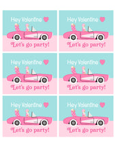 Load image into Gallery viewer, Pink Movie Doll Valentine&#39;s Day Cards for Classroom and Party Instant Download Printable
