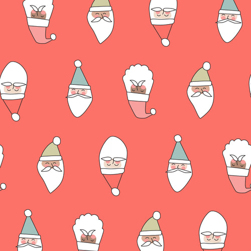 Pattern Cutie - Repeating Seamless Pattern- Retro Christmas Santa - red multi