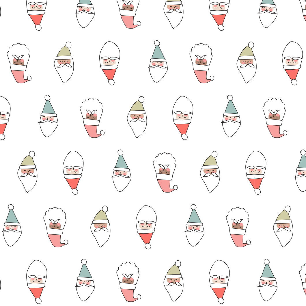 Pattern Cutie - Repeating Seamless Pattern- Retro Christmas Santa - white multi