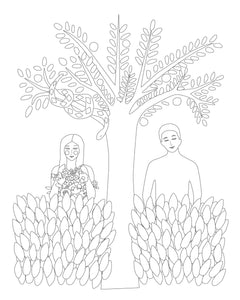 Adam and Eve Illustration Coloring page
