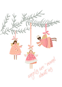 Angels Are 'Round 'About Us Ornaments wall art poster and cards