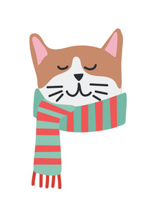 Christmas Holiday Kitty Cat Faces wall art posters for Holiday decor