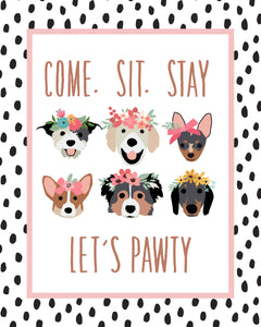 PUPPY PARTY AND POSTER COLLECTION- New 2.0 puppies with flowers