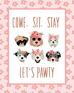 PUPPY PARTY AND POSTER COLLECTION - New puppies 2.0 flower pink