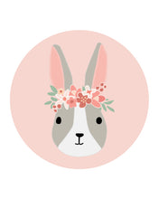 Load image into Gallery viewer, Flower Bunnies circles with colored background