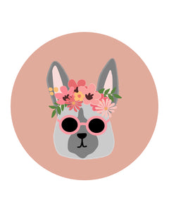 Flower Bunnies circles with colored background