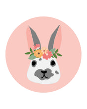 Load image into Gallery viewer, Flower Bunnies circles with colored background