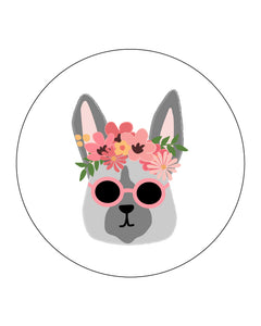 Flower Bunnies circles with white background