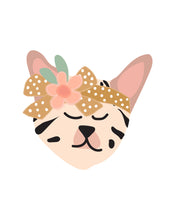 Load image into Gallery viewer, Kitty Cat Faces with Flower Crowns for decor, children&#39;s rooms or birthday party decor