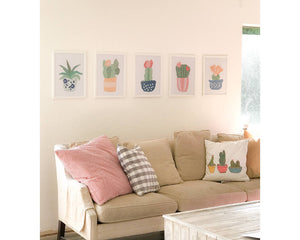 Cactus Flower Wall Art Collection - pastel
