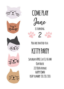 Custom Kitty Cat Party Invitations