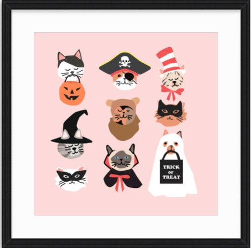 Halloween Kitty Cat Faces wall art for Halloween decor