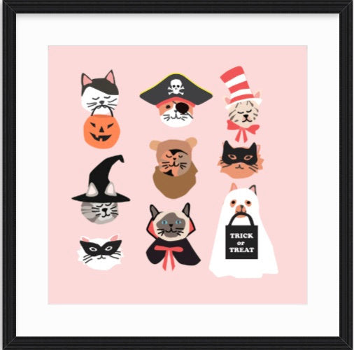Halloween Kitty Cat Faces wall art for Halloween decor