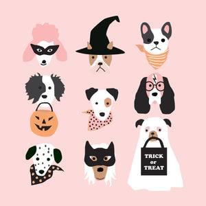 Halloween Puppy Dog Faces group wall art for Halloween decor