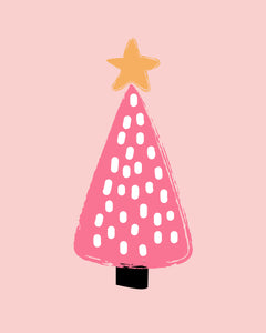 Merry and Bright Holiday Christmas Trees and Word Art Collection - Pink