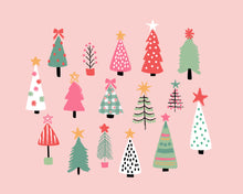 Load image into Gallery viewer, Merry and Bright Holiday Christmas Trees and Word Art Collection - Pink