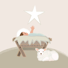 Load image into Gallery viewer, Away in a Manger Christmas Nativity Art with Baby Jesus