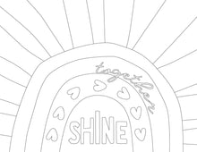 Load image into Gallery viewer, Shine Together Sunshine hearts wall art, cards, tags and coloring pages