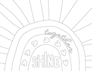 Shine Together Sunshine hearts wall art, cards, tags and coloring pages