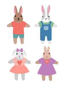Bunny Paper Dolls Coloring Pages