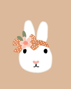 Bunny Rabbit Faces Illustrations With Flower Crowns - art for party and wall decor