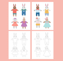 Load image into Gallery viewer, Bunny Paper Dolls Coloring Pages