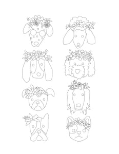 Puppies with Flowers Coloring Pages