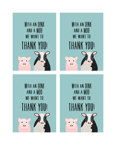 Farm Animals Party Posters, Invitation and Thank You