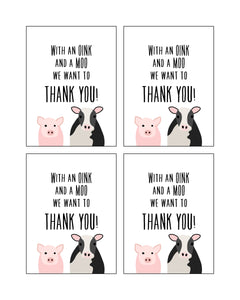 Farm Animals Party Posters, Invitation and Thank You - white background