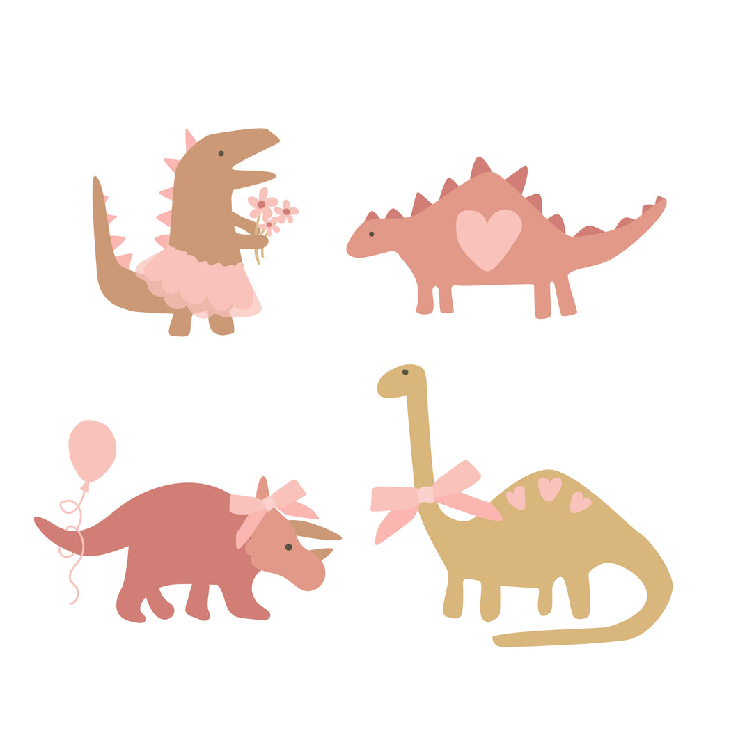 Dinosaur Posters Wall Art - pink