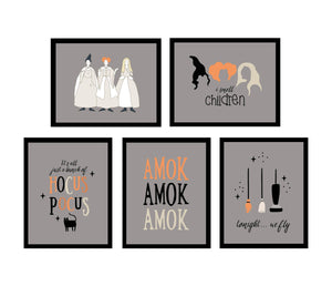 All the Hocus Pocus Halloween Wall Art Posters - gray