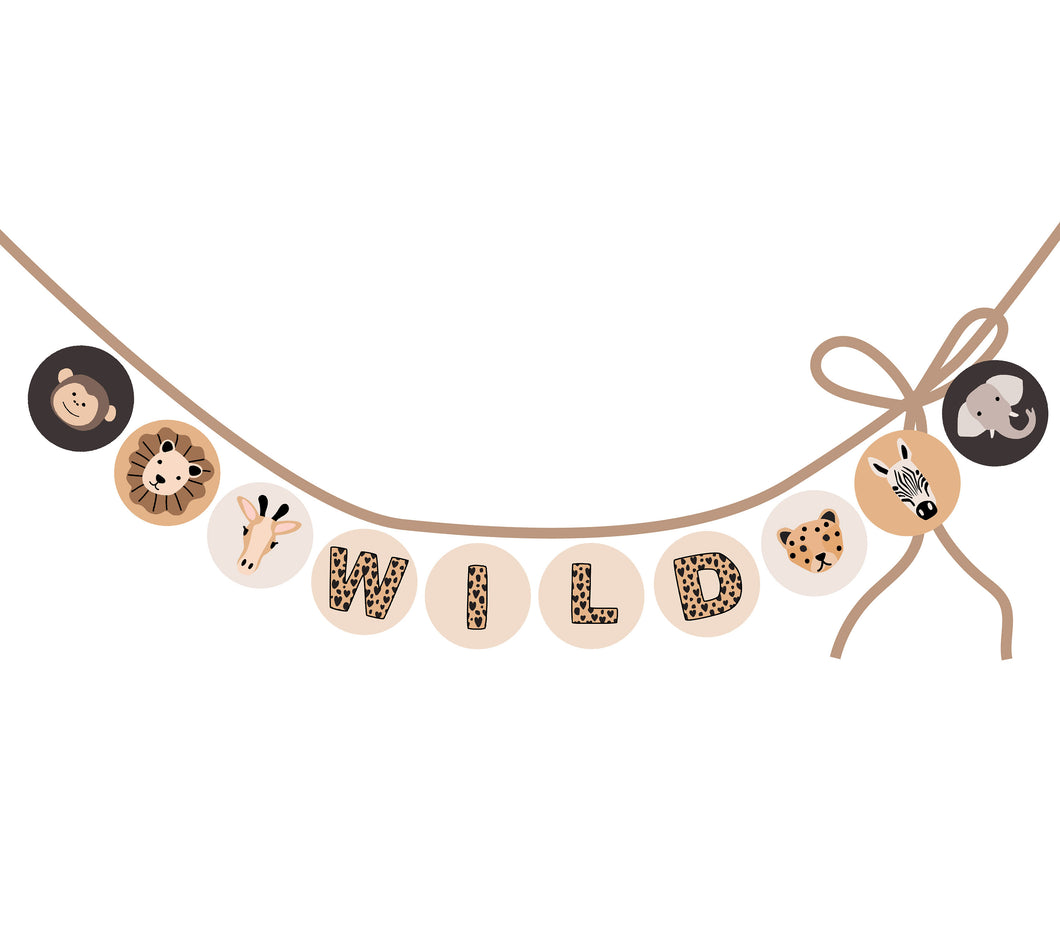 Wild Animals party circles for banner, labels, tags - tan