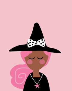 Witch Faces Halloween Decor Wall Art Posters - pink