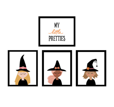 Witch Faces Halloween Decor Wall Art Posters - Bright