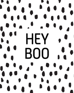 Hey Boo Black and White Dot Halloween Wall Art