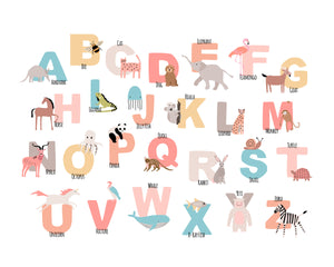 Alphabet Animals Poster Wall Art