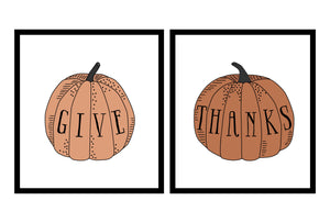 Give Thanks Thanksgiving Pumpkin Illustrations