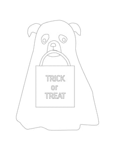 Halloween Puppy Dog Faces Coloring Pages & Cards