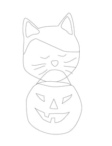 Halloween Kitty Cat Faces Coloring Pages