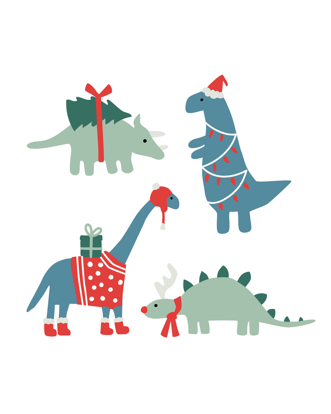 Christmas Dinosaurs - Blue