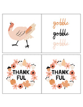 Load image into Gallery viewer, Thanksgiving Cards, Tags, Table Decor in soft happy colors