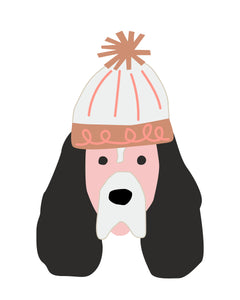 Puppy Dogs in Winter Holiday Hats Pink -  Posters for wall and party decor