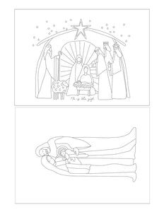 Christmas Nativity Coloring Card Pages