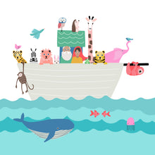 Load image into Gallery viewer, Noah&#39;s Ark Wall Art Bible Illustration and Coloring Page