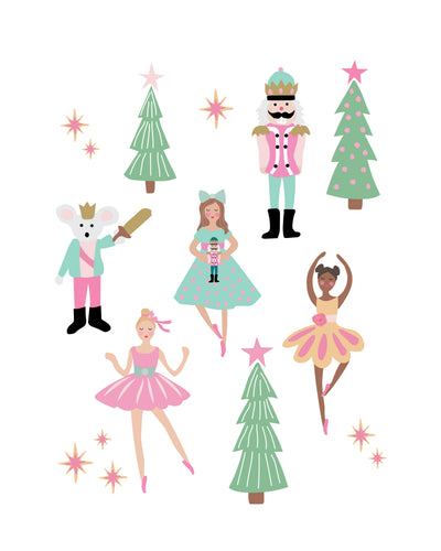 Christmas Holiday Nutcracker Wall Art Posters in Pastels