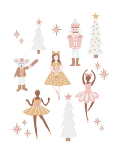 Christmas Holiday Nutcracker Wall Art Posters in Neutral colors