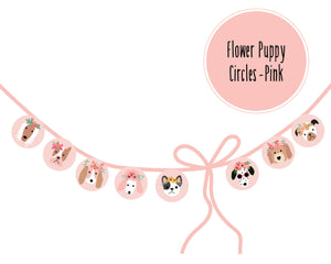 PUPPY PARTY AND POSTER COLLECTION - Original puppies with flowers & dots