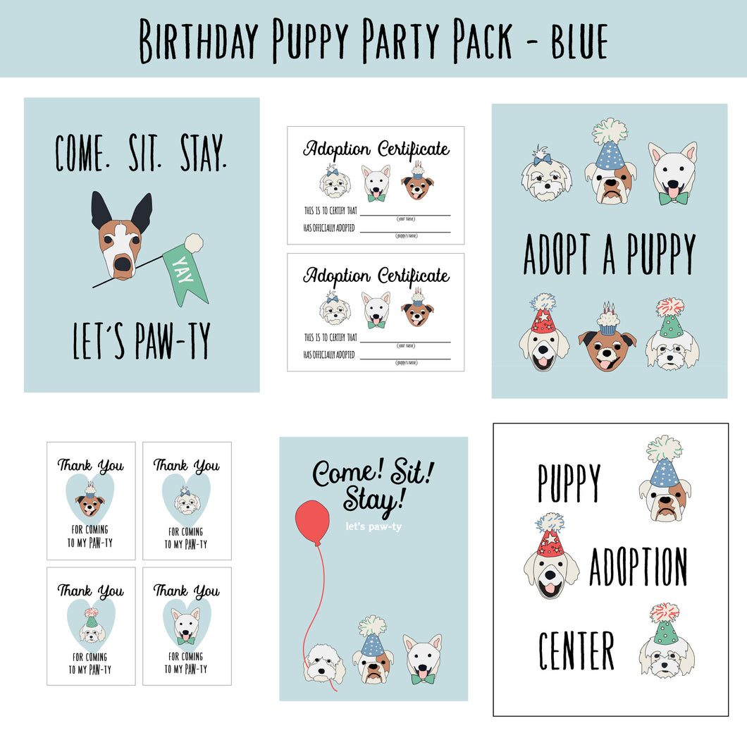 PUPPY PARTY AND POSTER COLLECTION - Birthday Puppies - blue